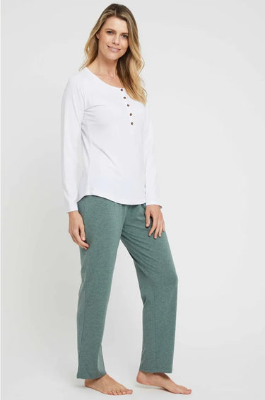Organic Bamboo Long Sleeve Nursing Henley Top